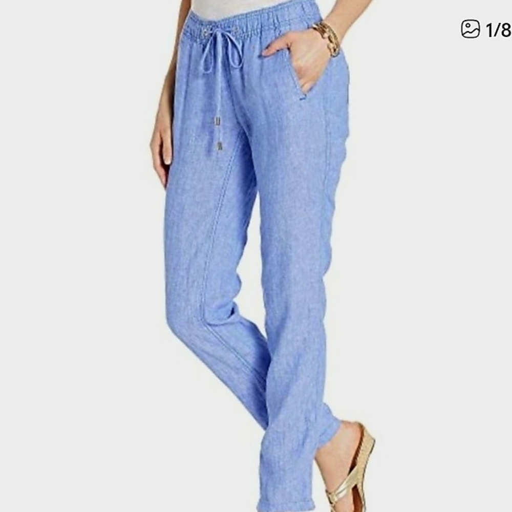 Lilly Pulitzer Aden Linen Pants In Beckon Blue Size Small